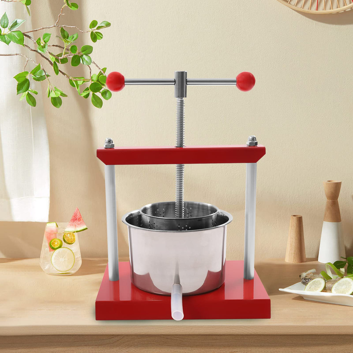 1.6 Gal Stainless Steel Manual Fruit Wine Press W733877