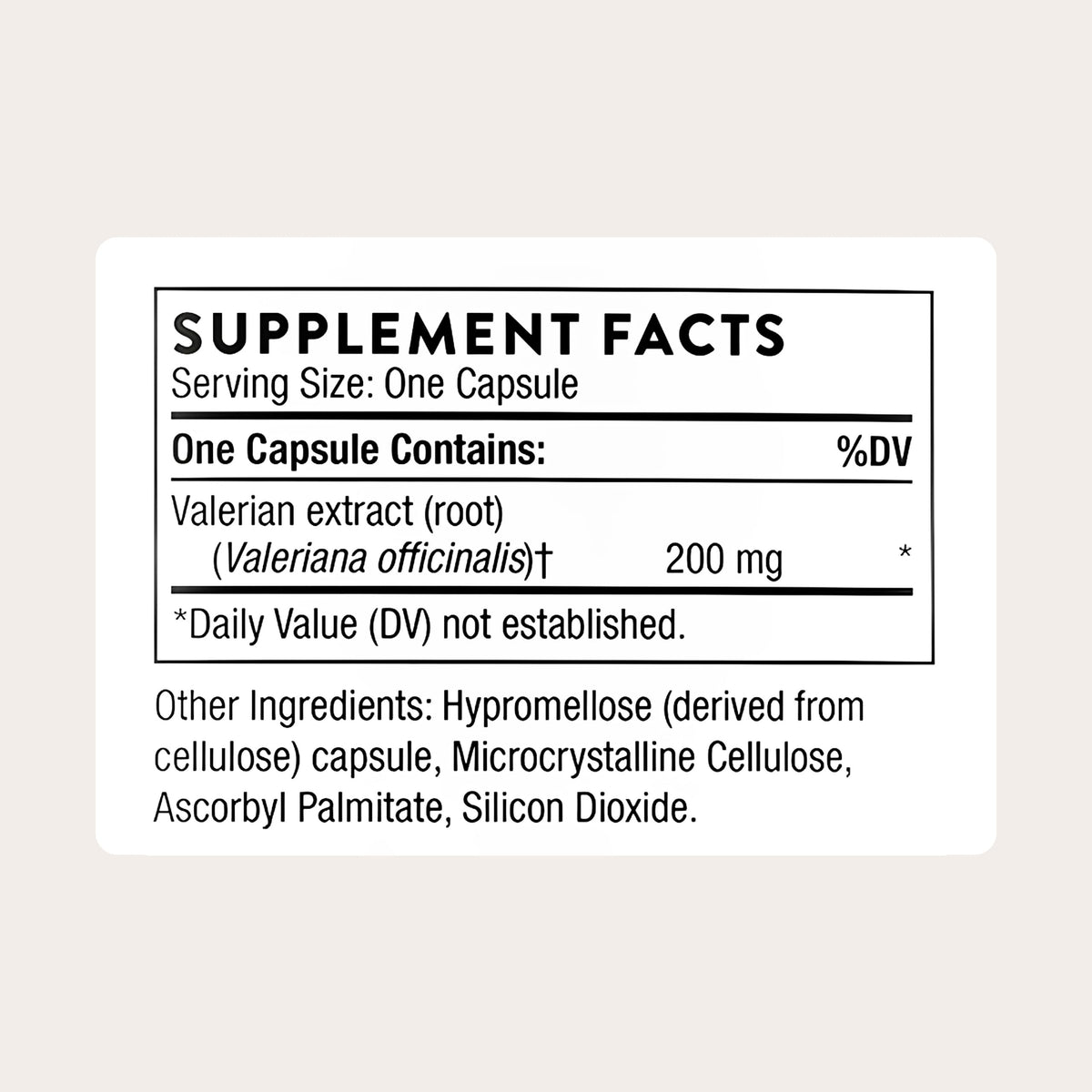 Valerian Root 200 mg 30 Capsules D7939
