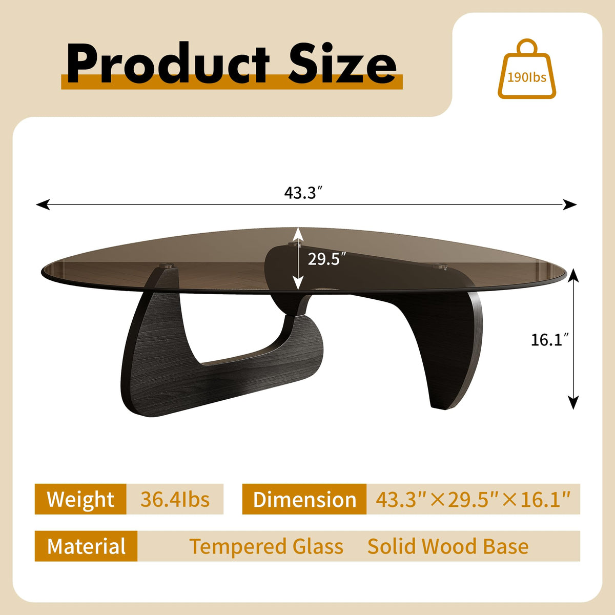 Mid Century Modern Triangle Coffee Table V8627