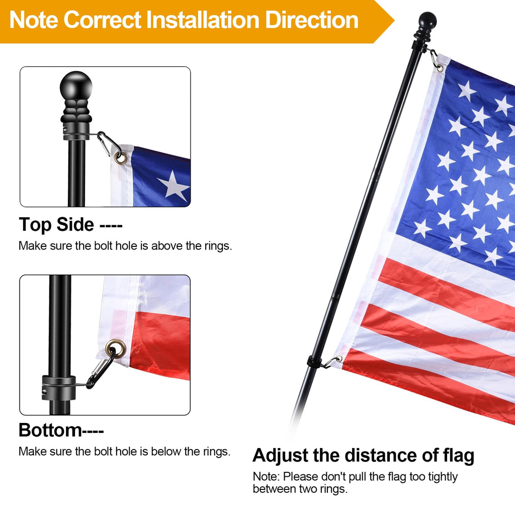 Black 7 FT Stainless Steel Flagpole Kit K385980