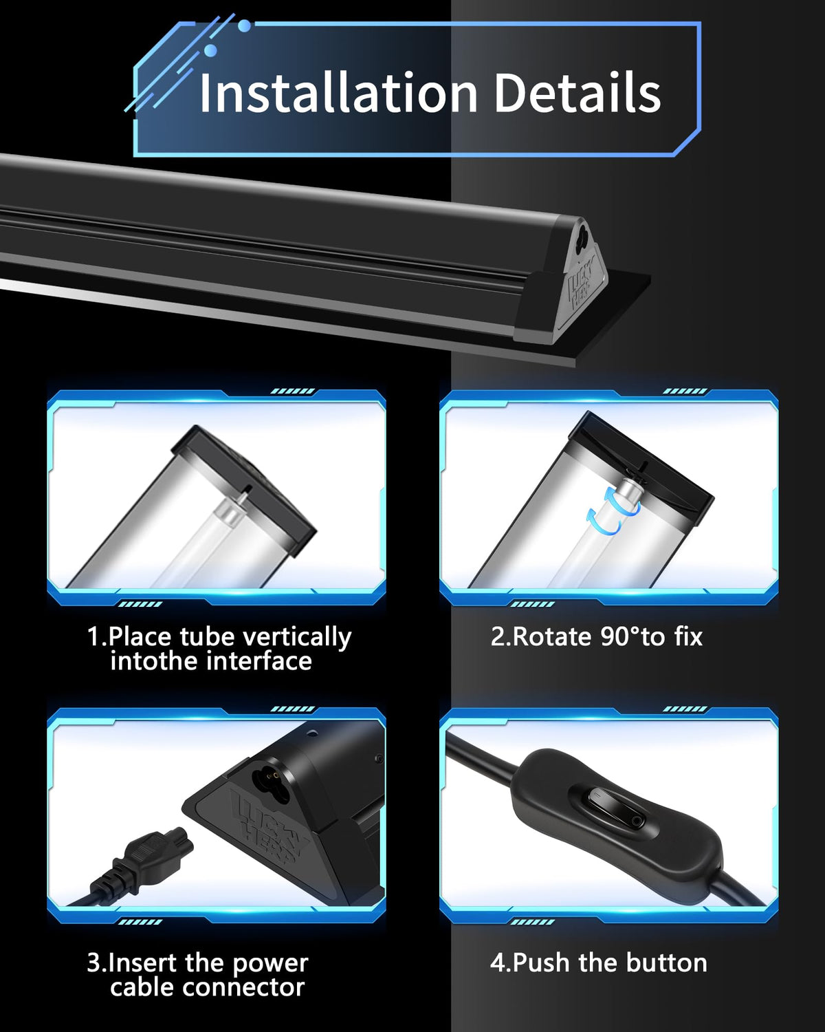 8W 10.0 UVB Reptile Light Fixture Combo Kit 12inch Y80573