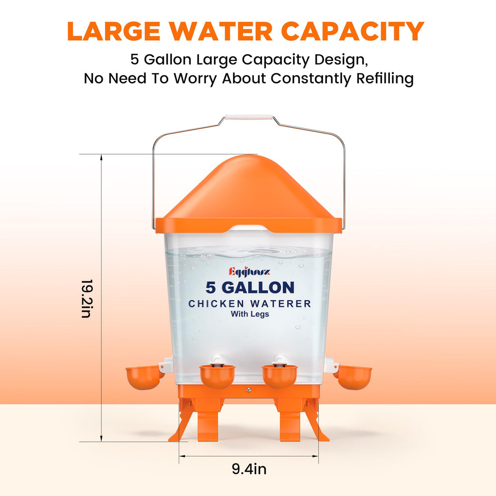 5 Gallons Chicken Waterer Bucket with Cups and Adjustable Legs J929