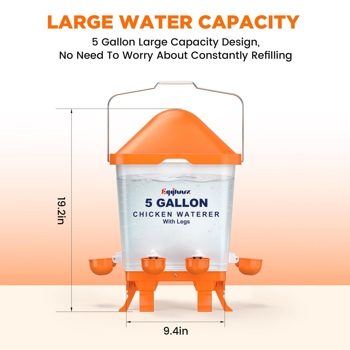 5 Gallons Chicken Waterer Bucket with Cups and Adjustable Legs J929