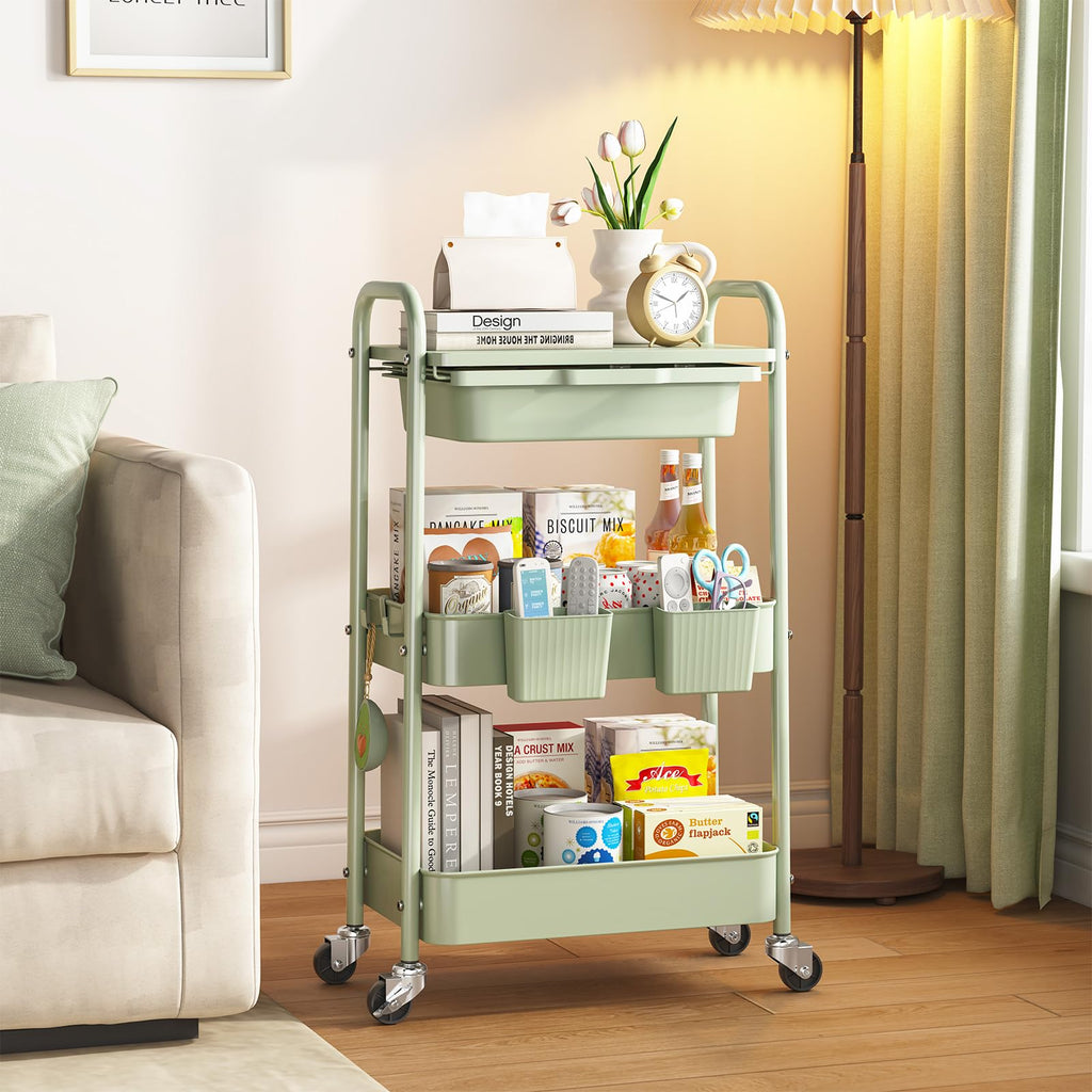 3 Tier Metal Rolling Cart with Drawer I36121