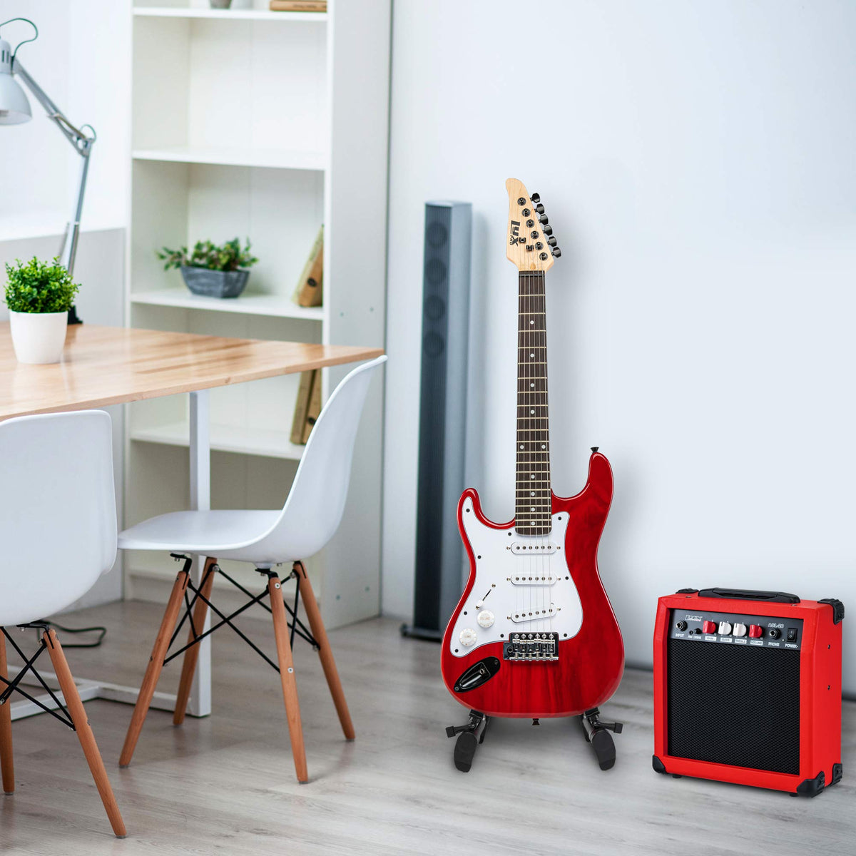 Left Hand 36 Inch 3/4 Size Electric Guitar Kit Red F296695