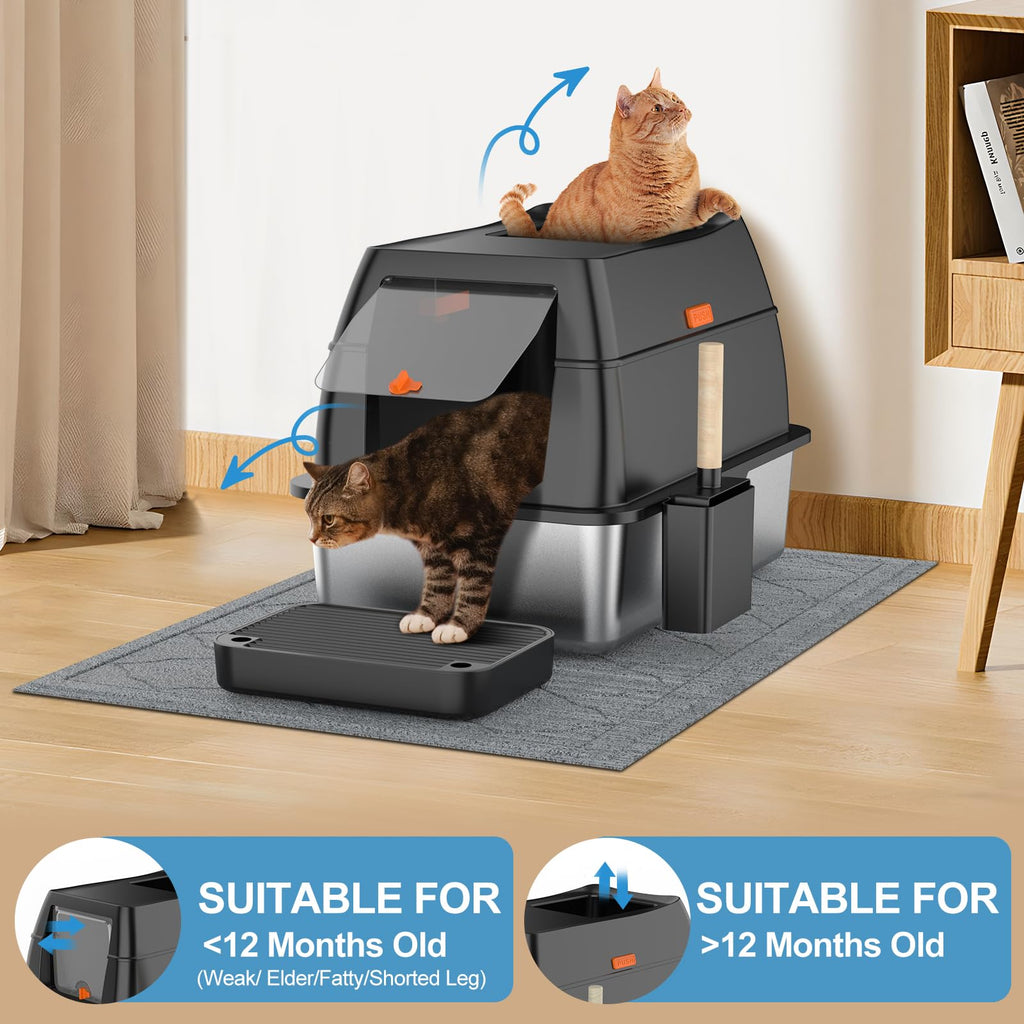Extra Large Stainless Steel Litter Box with Lid O464055