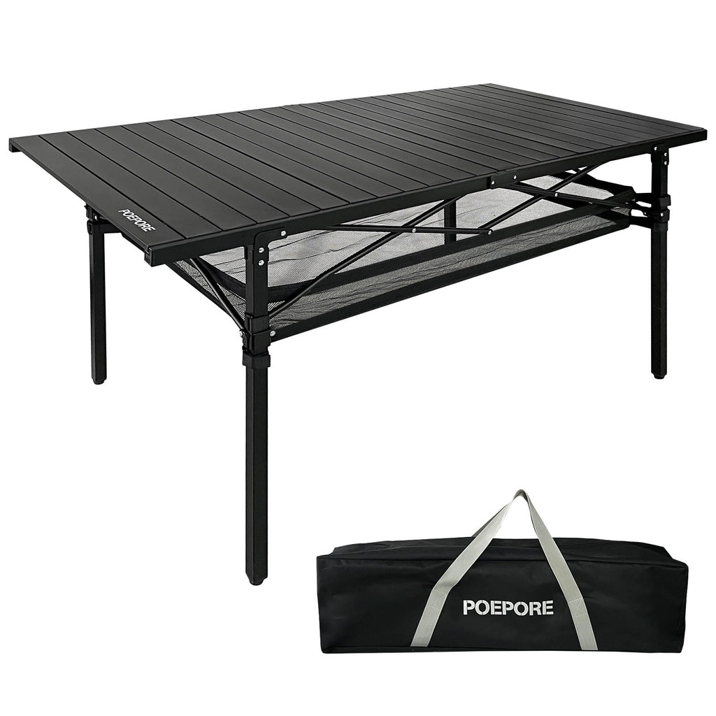 Large Folding Aluminum Camping Table with Storage and Carry Bag A6315