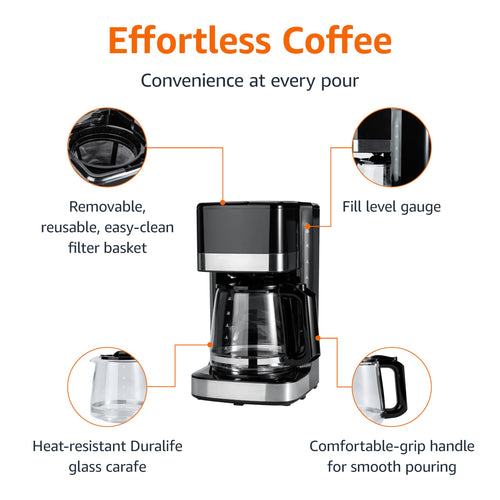 12 Cup Drip Coffee Maker with Glass Carafe J95904