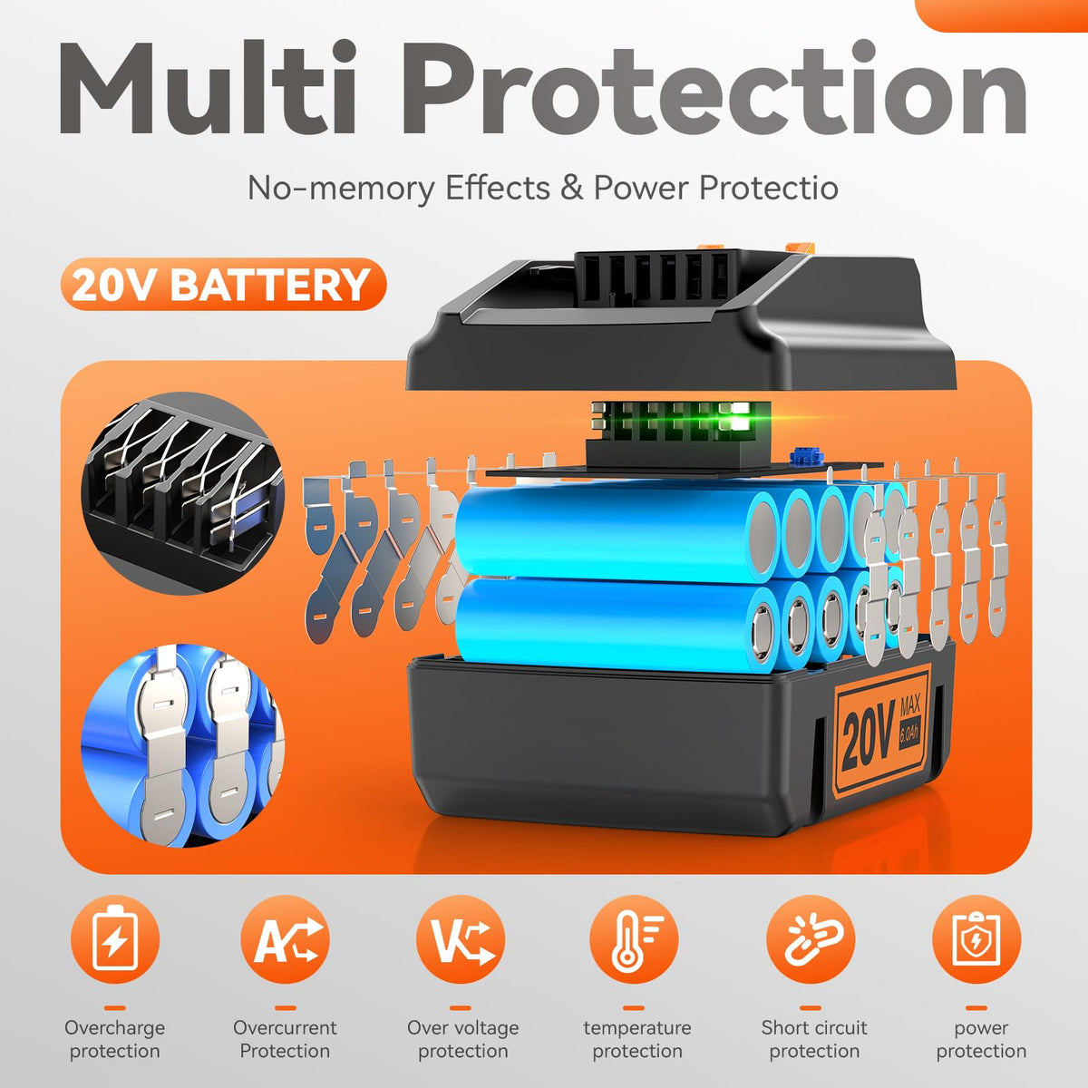 20V Lithium ion Battery 6.0Ah 2 Pack Z362