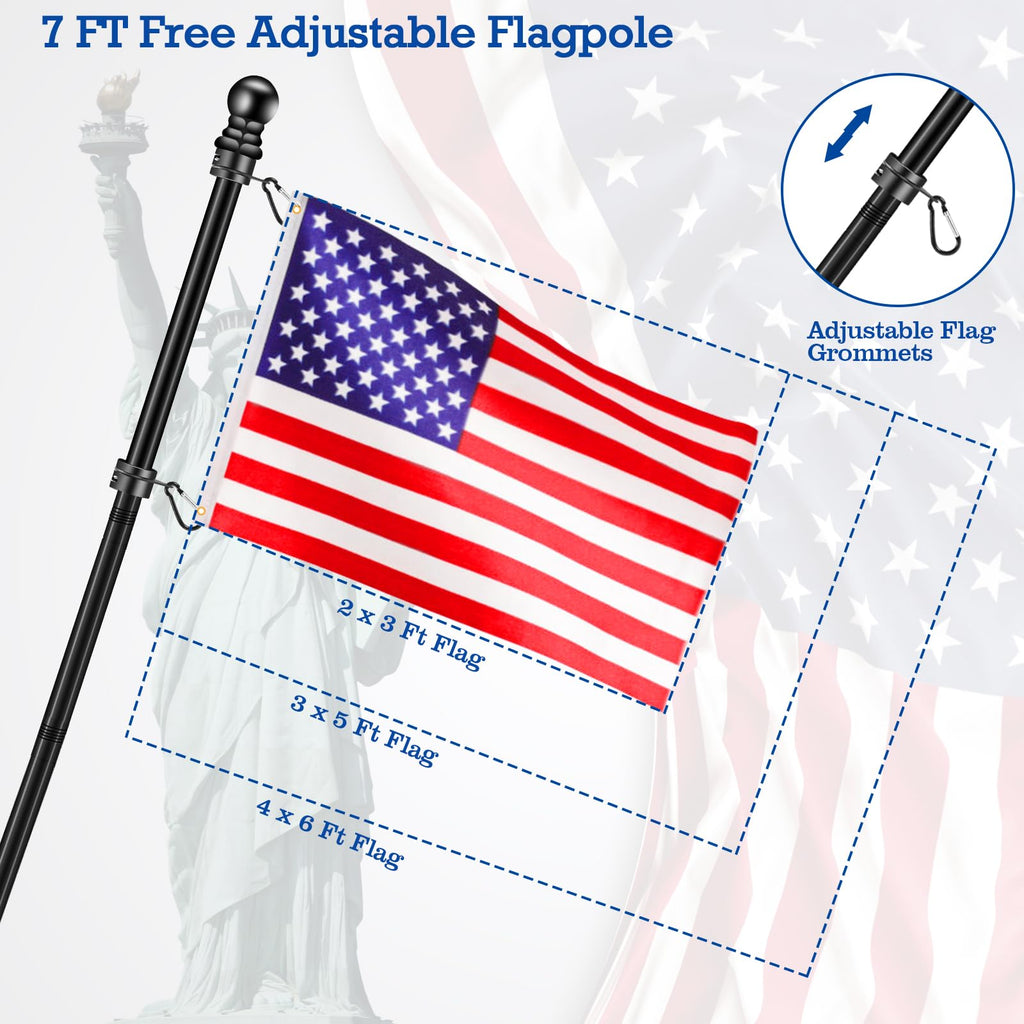 Black 7 FT Stainless Steel Flagpole Kit K385980