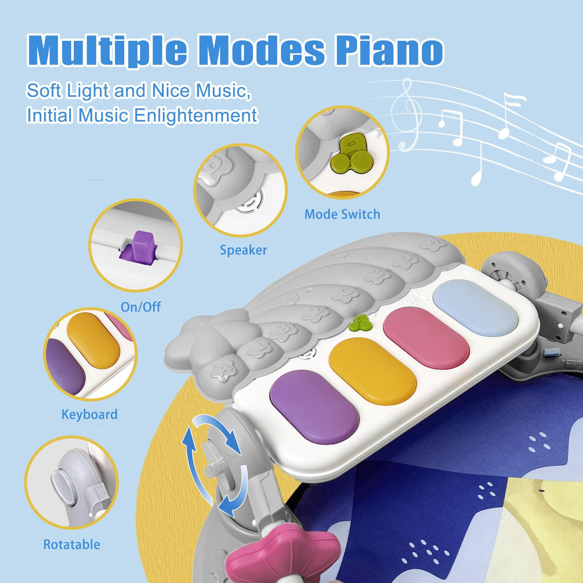 Baby Play Gym Mat and Activity Center with Music and Light V1163
