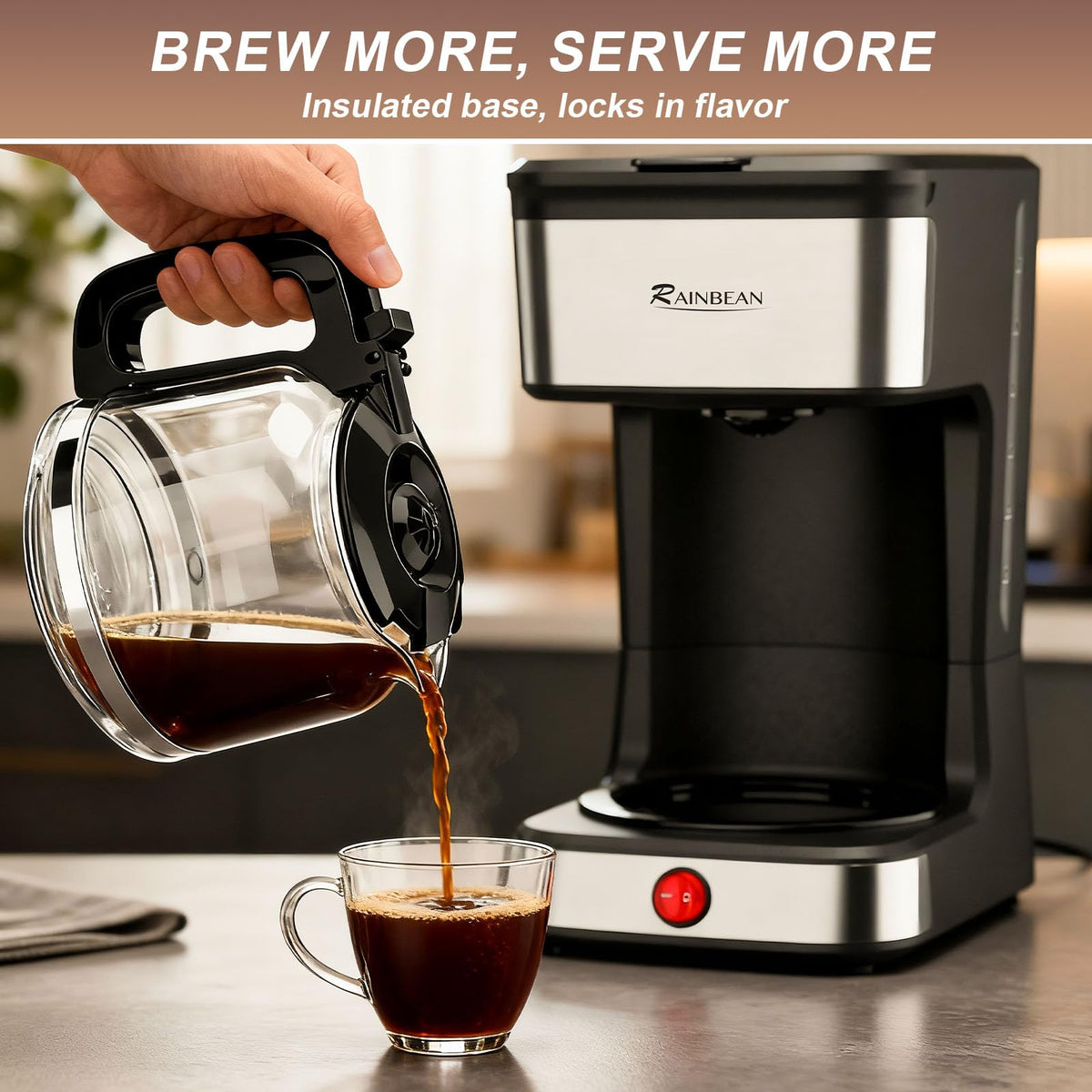 12-Cup Drip Coffee Maker with Glass Carafe Q496