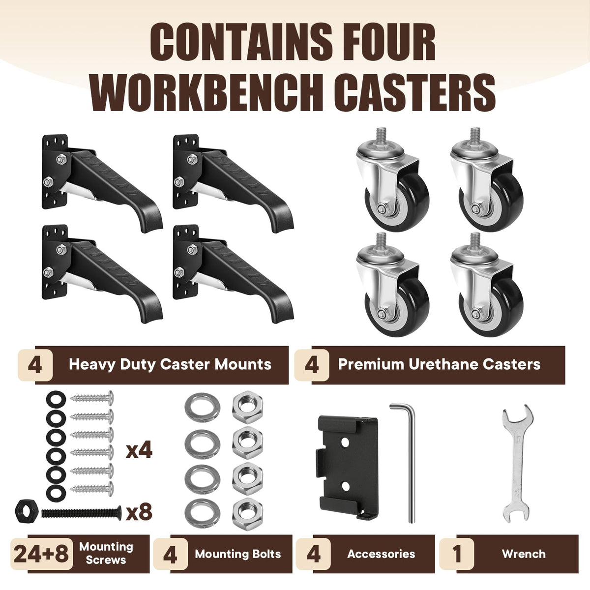 Workbench Casters Kit 600Lbs 4P I60008