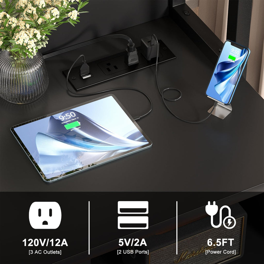 Black File Cabinet with Charging Station R943608
