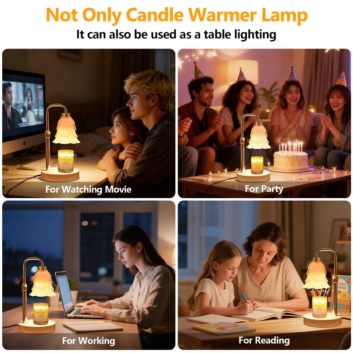 Adjustable Height Candle Warmer Lamp with Timer and Dimmer T131