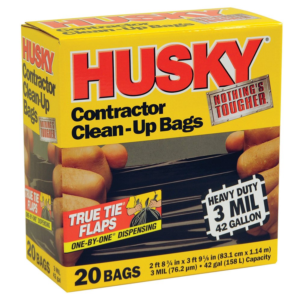 42-Gallon Polyethylene Resin Contractor Clean-Up Bags, 20 Count, Black L187