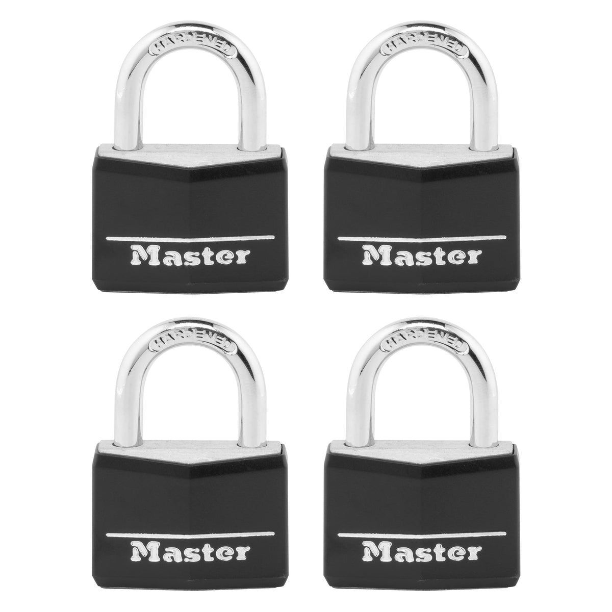 Black 4 Pack Covered Aluminum Keyed Padlock D762104