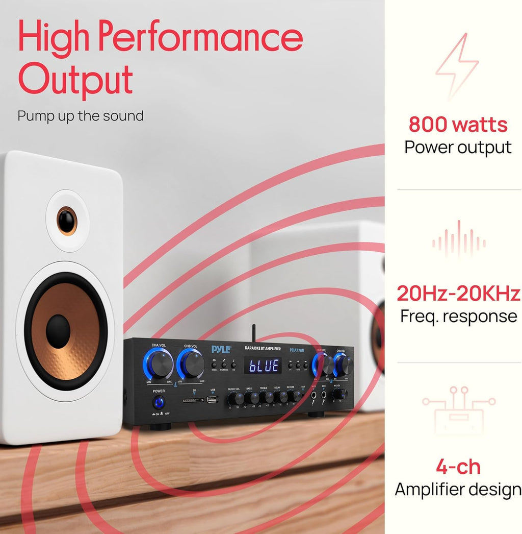 4 Channel 800 Watt Bluetooth Stereo Receiver E20793