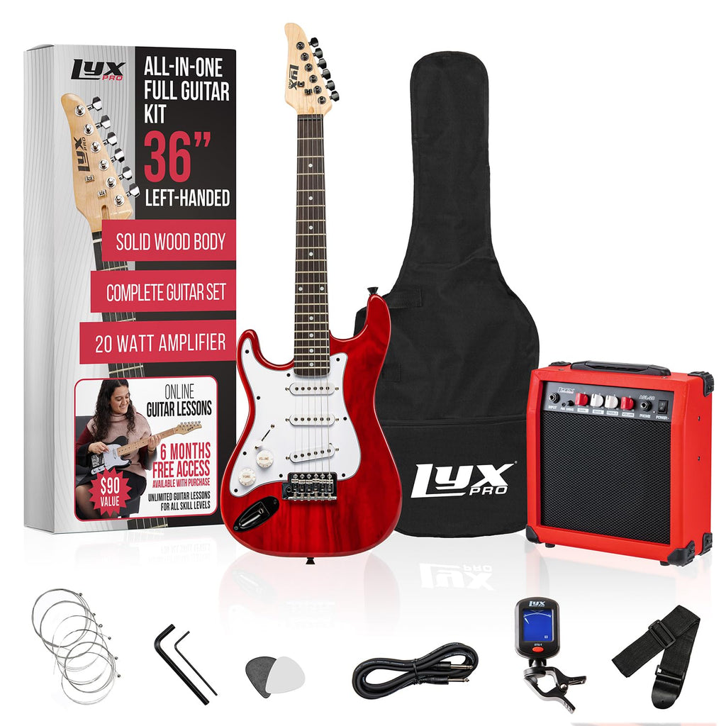 Left Hand 36 Inch 3/4 Size Electric Guitar Kit Red F296695