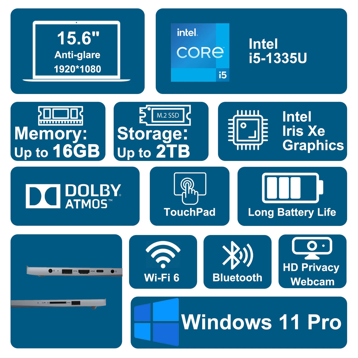 15.6" FHD Anti-Glare Intel 10-core i5 16GB RAM 256GB SSD Laptop G5444