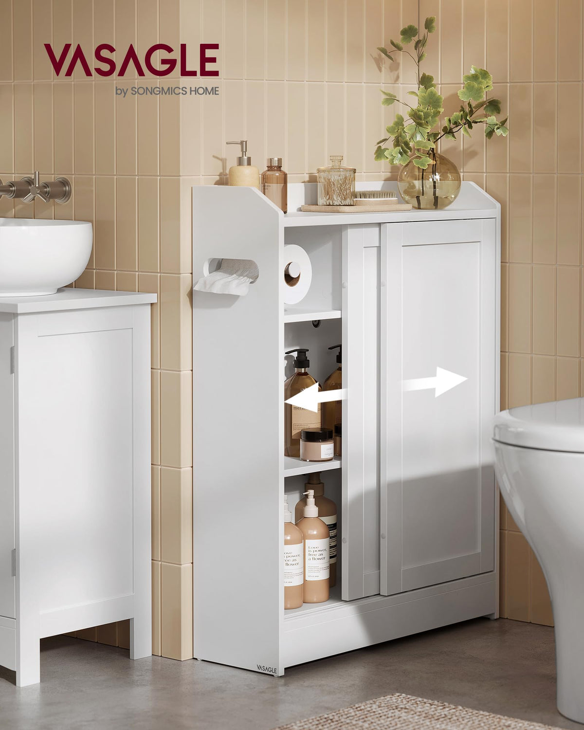 Slim Bathroom Storage Cabinet with Sliding Doors G992
