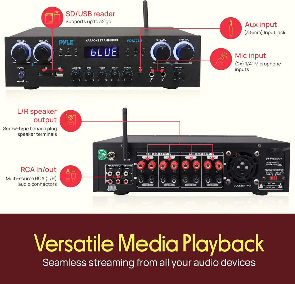 4 Channel 800 Watt Bluetooth Stereo Receiver E20793