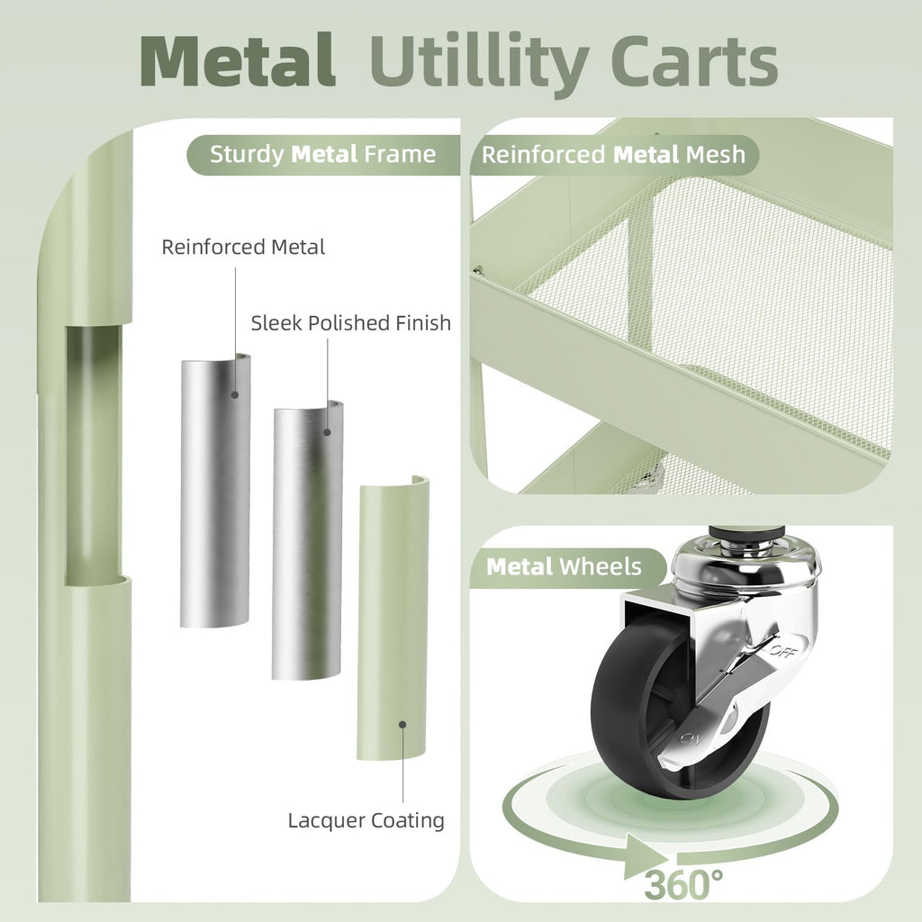 3 Tier Metal Rolling Cart with Drawer I36121