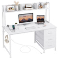 White Computer Desk with Hutch & Drawers 47 Inch N106