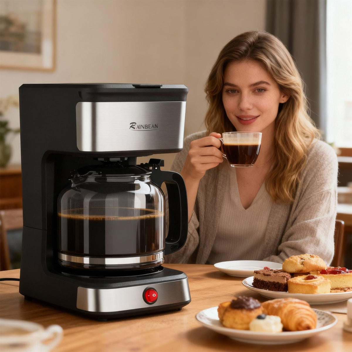 12-Cup Drip Coffee Maker with Glass Carafe Q496