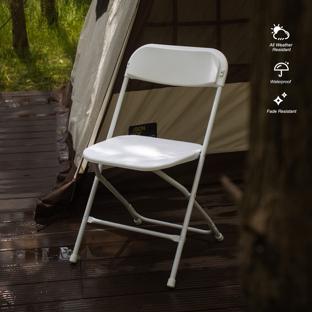 6 Pack White Plastic Folding Chair with Steel Frame A7628