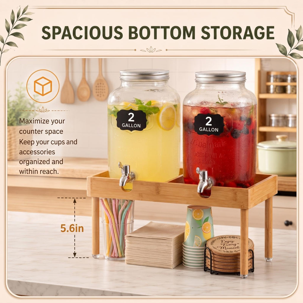 Bamboo Drink Dispenser Stand Z6208