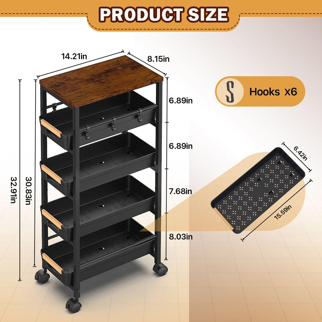 Slim Storage Cart with Wheels R20978