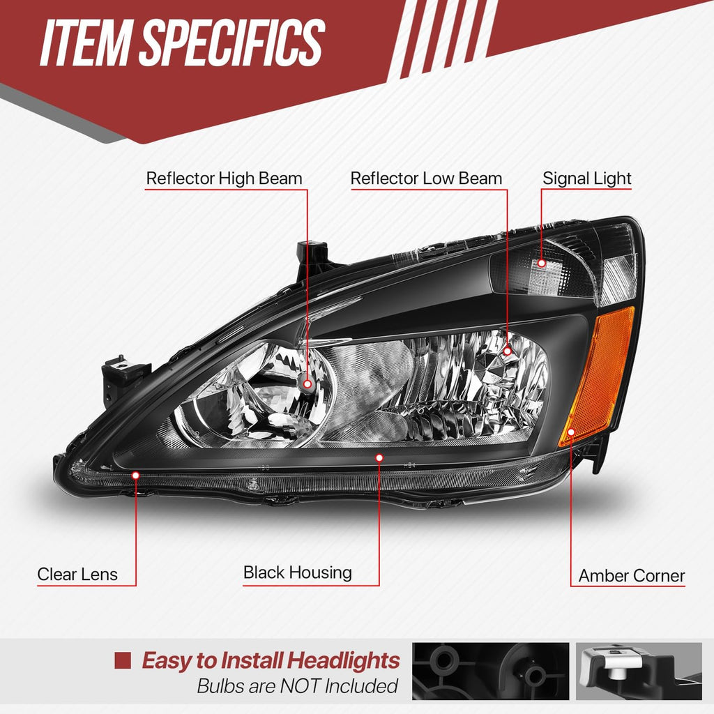 Black Housing Amber Corner Headlight Assembly Set D709800
