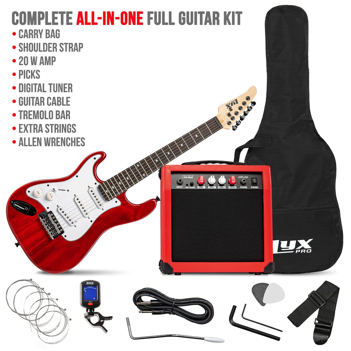 Left Hand 36 Inch 3/4 Size Electric Guitar Kit Red F296695