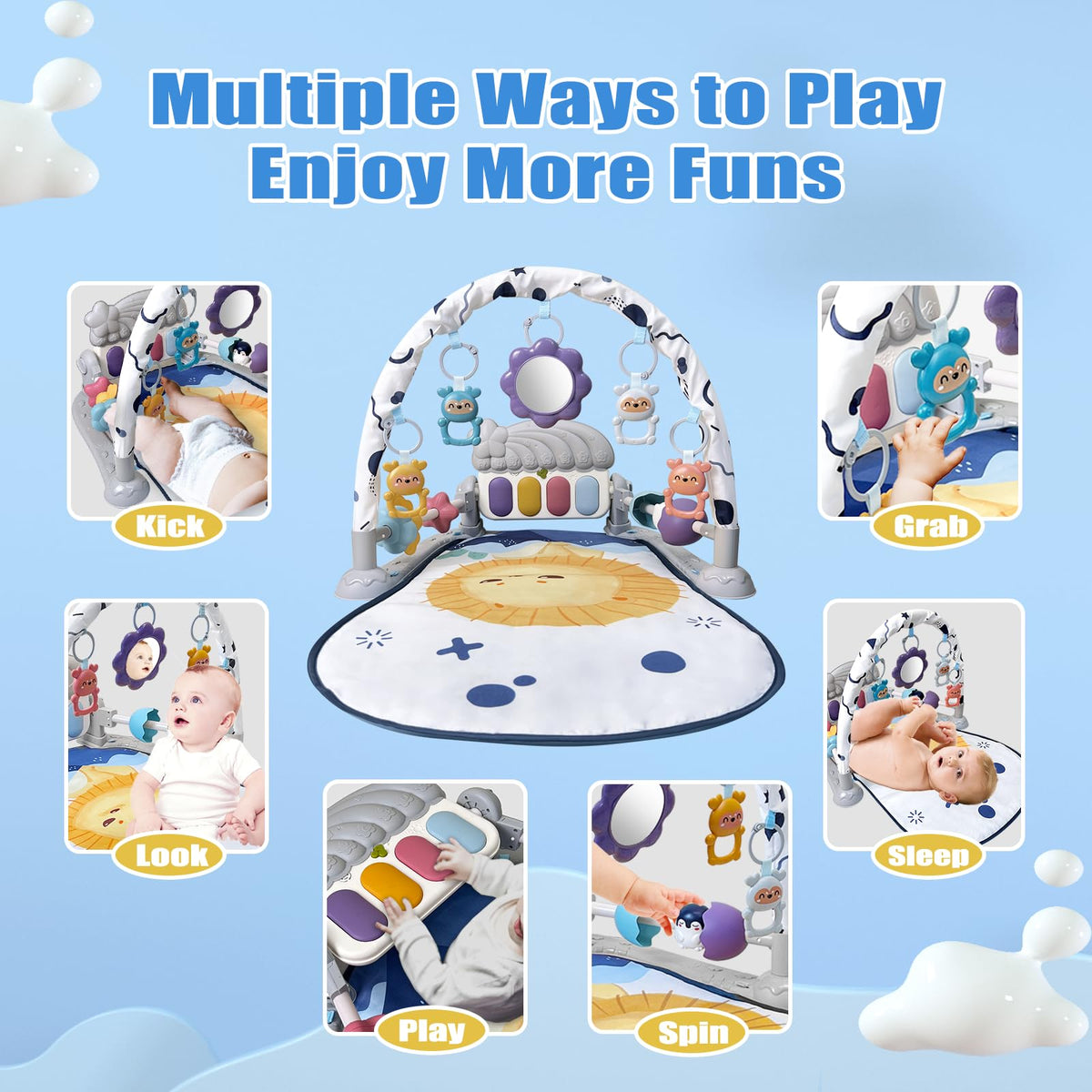 Baby Play Gym Mat and Activity Center with Music and Light V1163