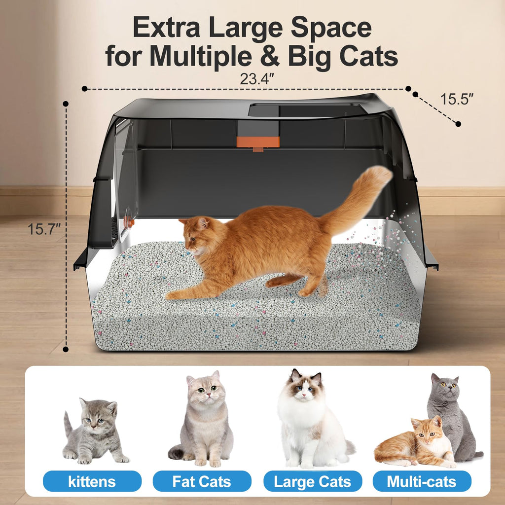 Extra Large Stainless Steel Litter Box with Lid O464055