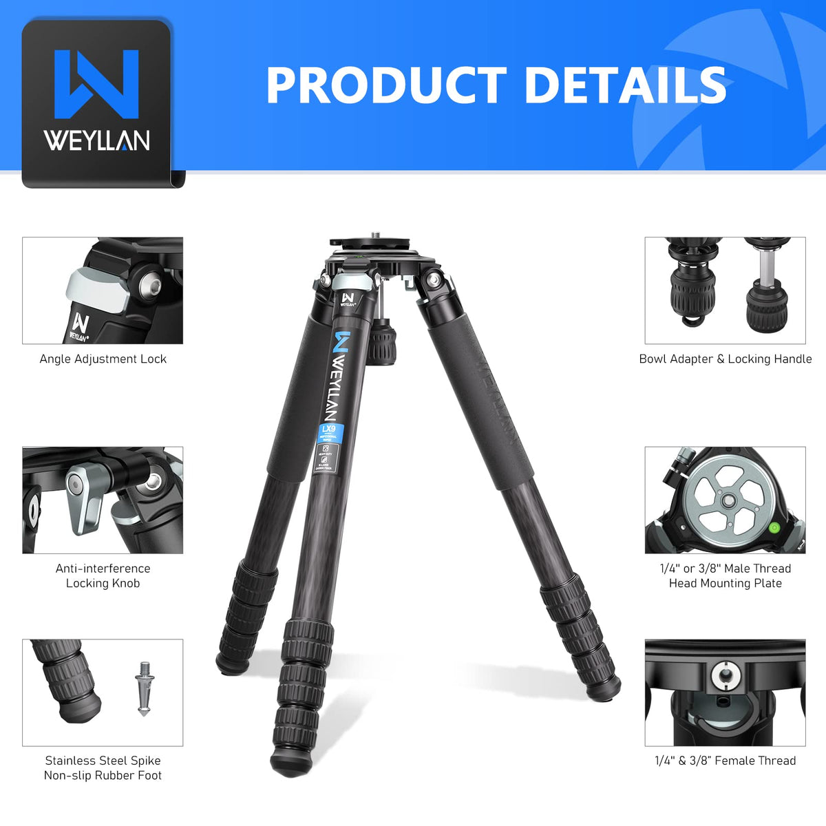 Carbon Fiber Tripod with 75mm Bowl and Adapter X58486