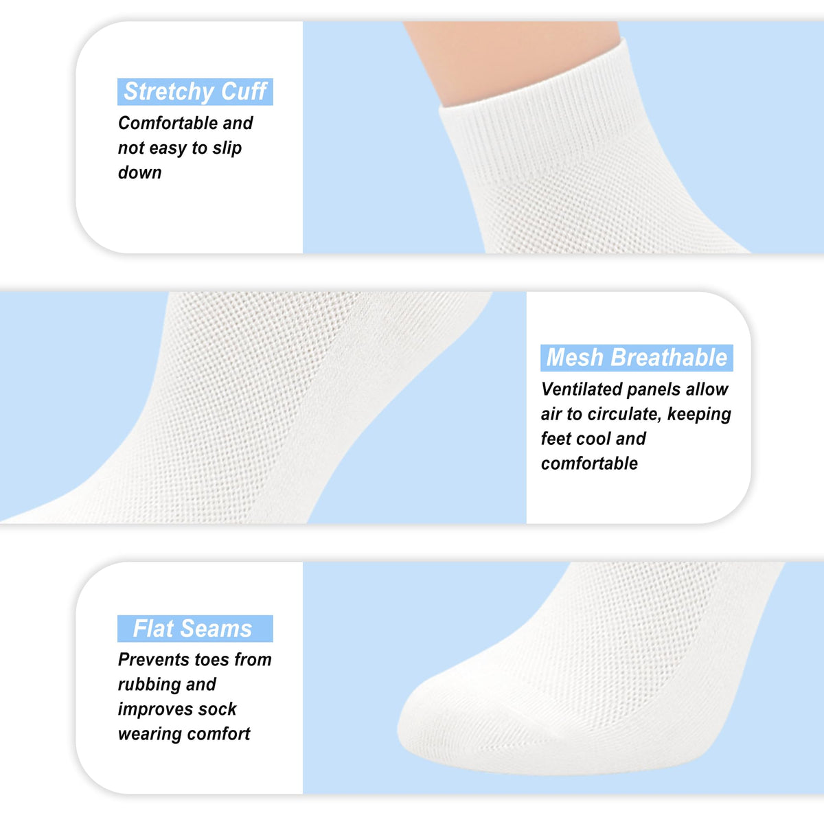 Women Thin Viscose Bamboo Above Ankle Crew Socks 5 Pairs J468816