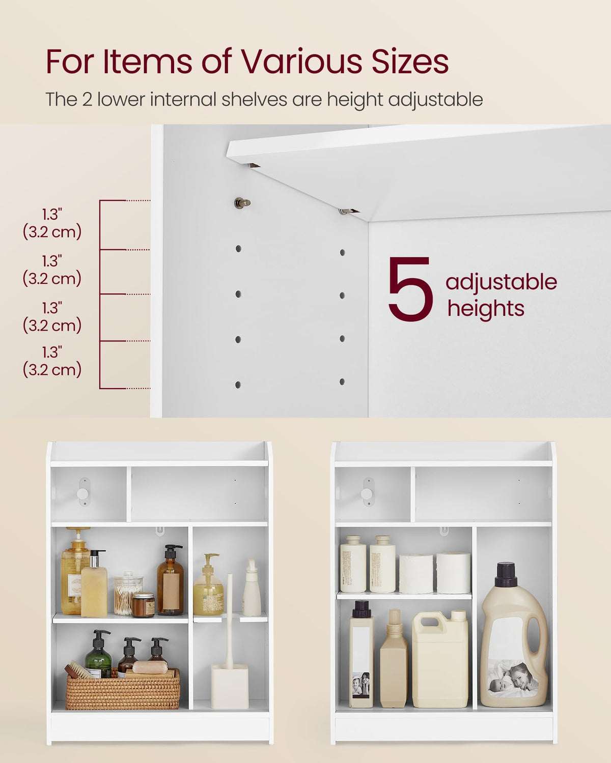 Slim Bathroom Storage Cabinet with Sliding Doors G992