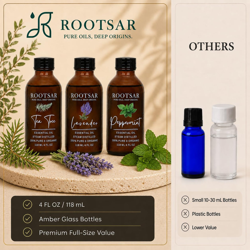 3 Pack Lavender Peppermint Tea Tree Essential Oils 4 Fl Oz I61740