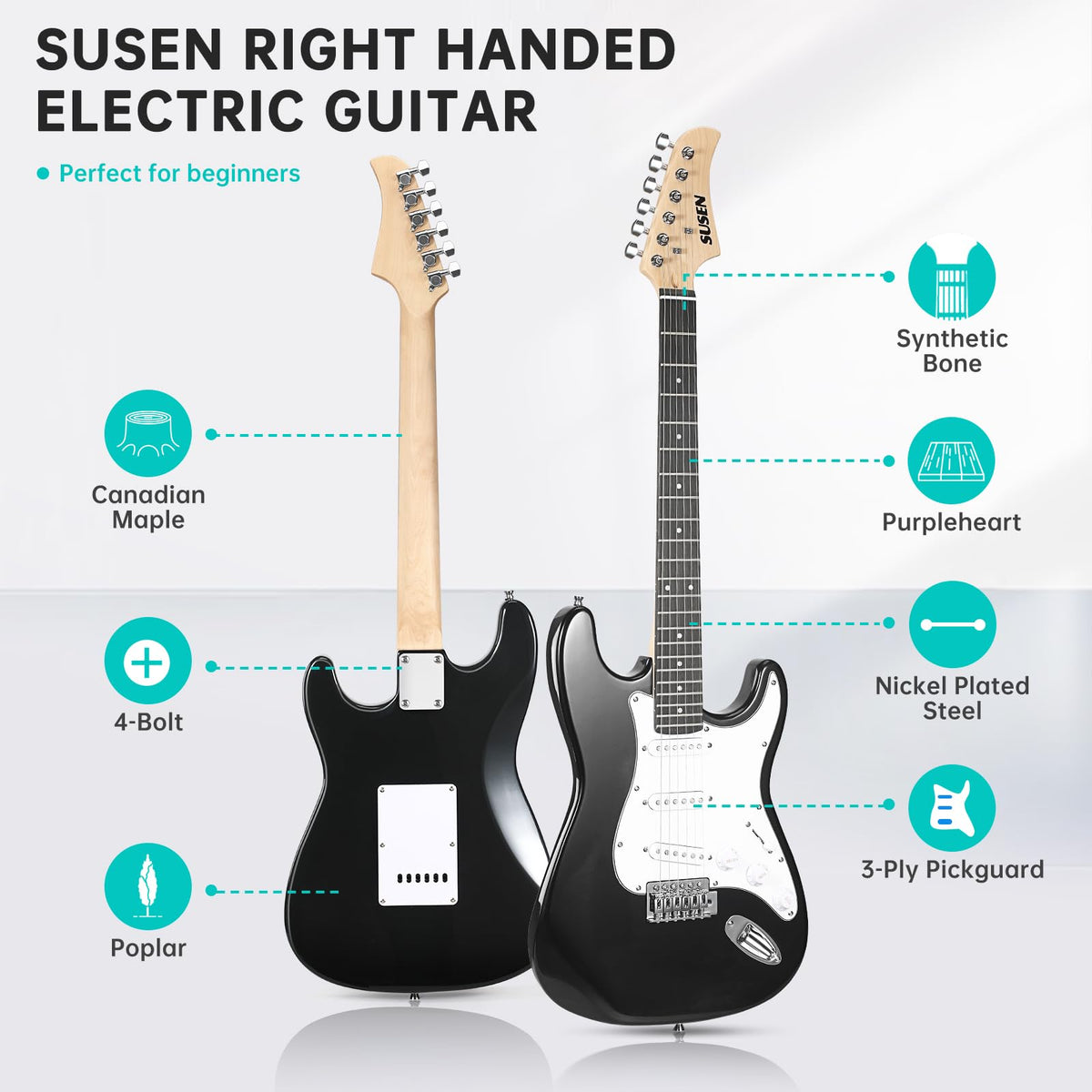 39 Inch Solid Full-size Electric Guitar with Amplifier Bag V512