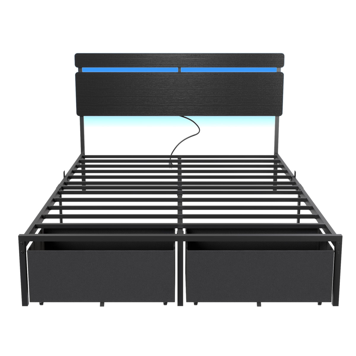 Full Size Bed Frame with Wood Headboard and Storage Drawers G85258