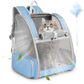 Blue Collapsible Cat Backpack Carrier with Mesh A236780