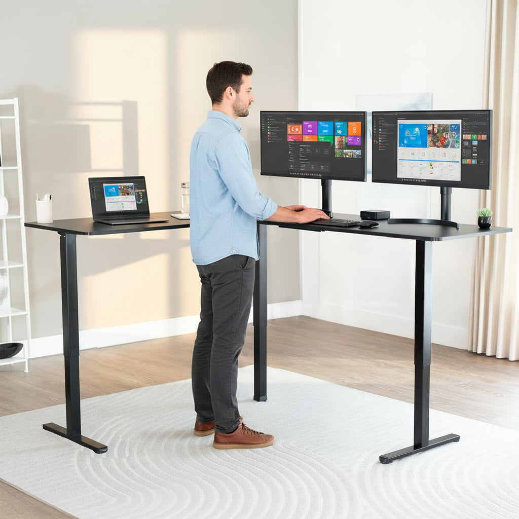 Black 75 x 63 in Corner Standing Desk K76686