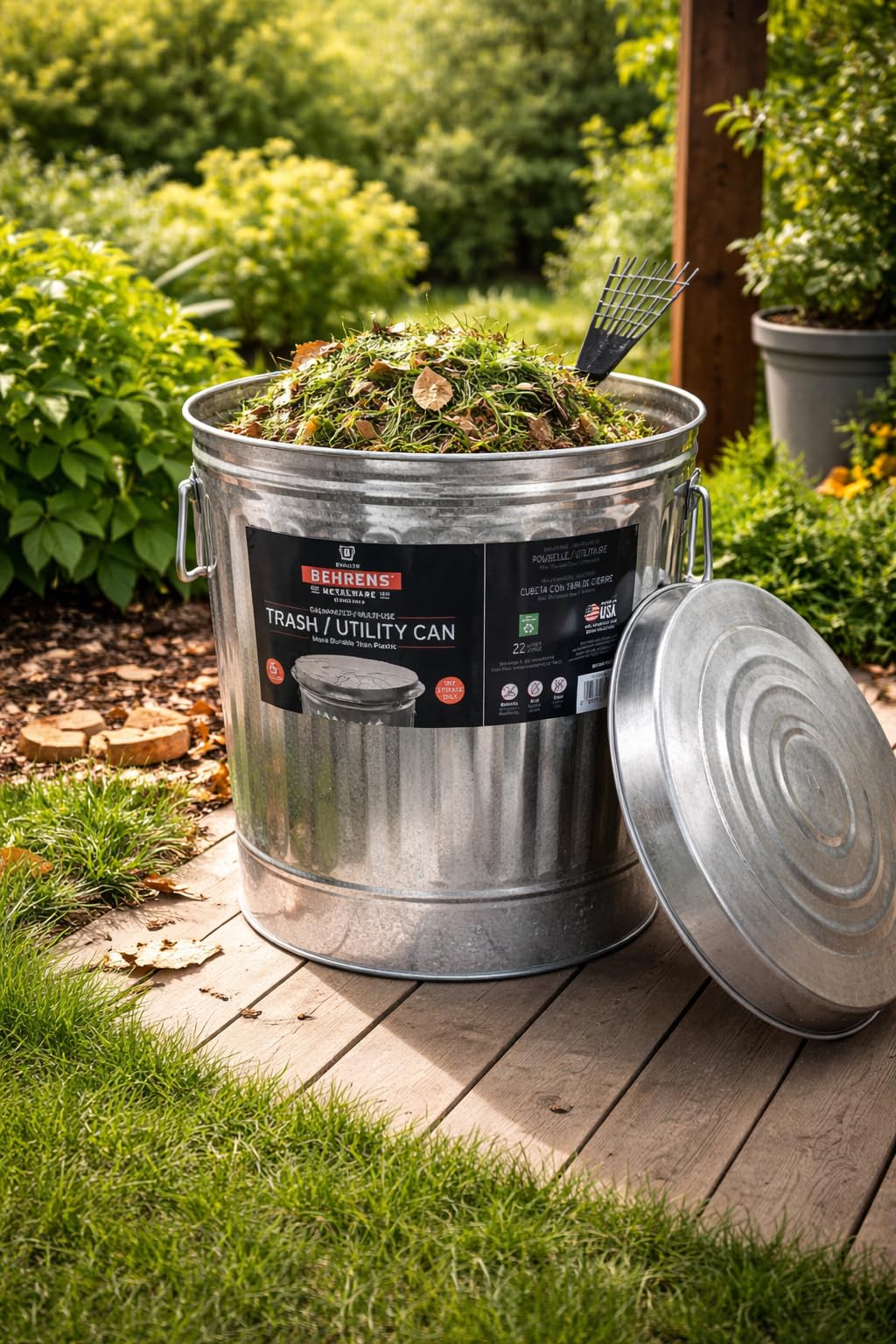 6 Gallon Galvanized Trash Can T2786