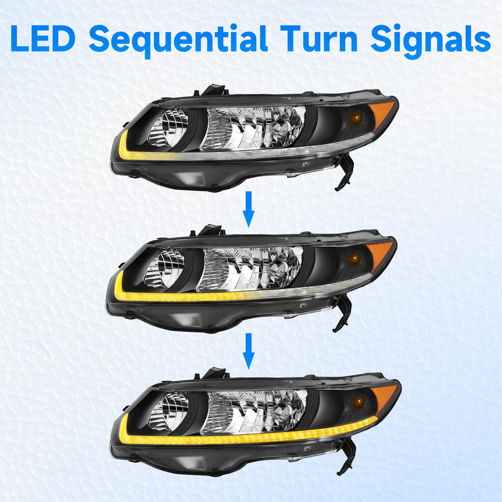 Headlight Assembly for 2006-2011 Honda Civic 2-Door Coupe Q4900