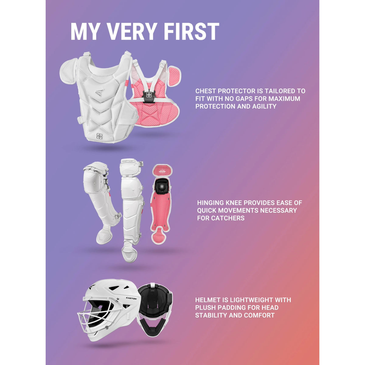 Youth Softball Catcher's Set with Helmet, Leg Guards & Chest Protector E8096