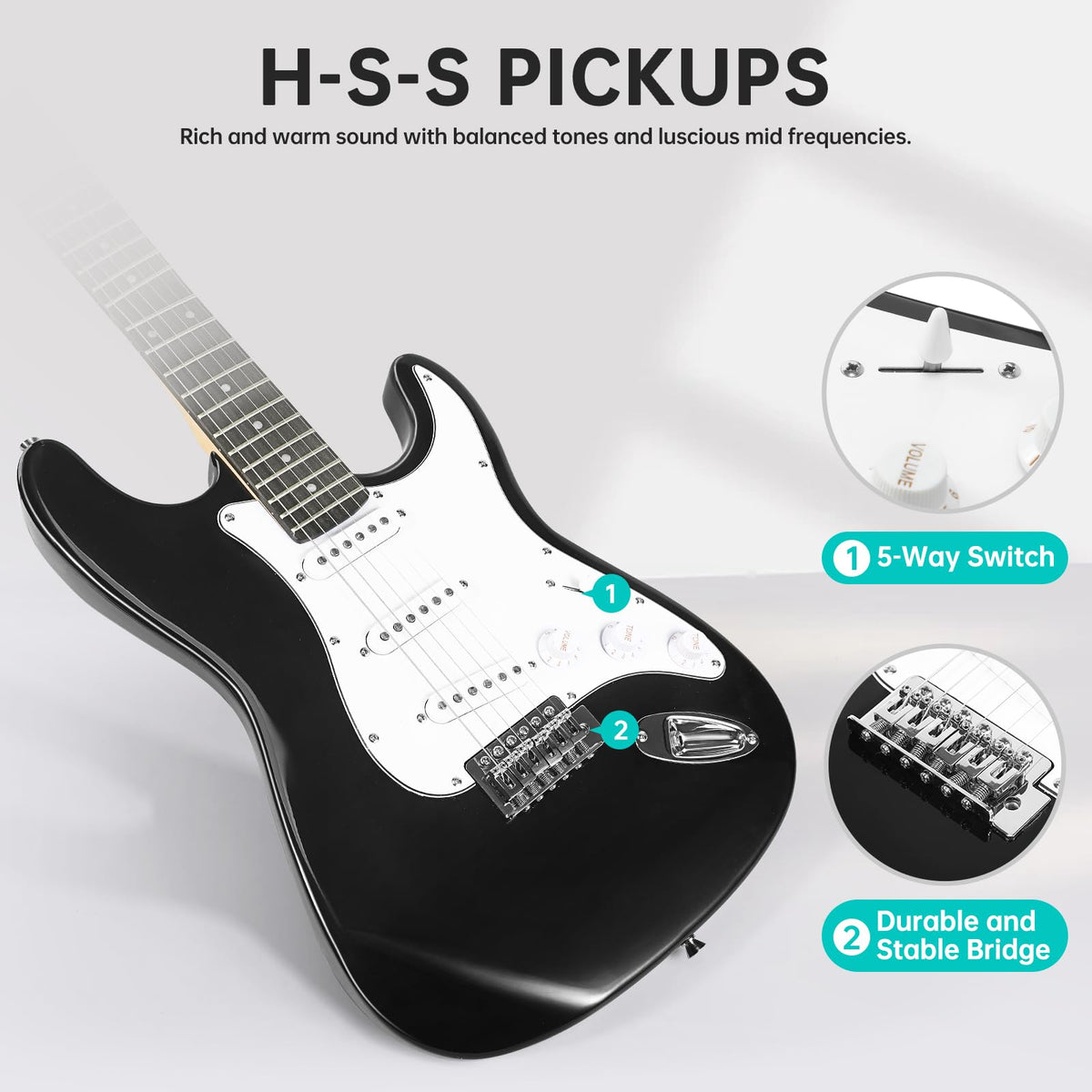 39 Inch Solid Full-size Electric Guitar with Amplifier Bag V512