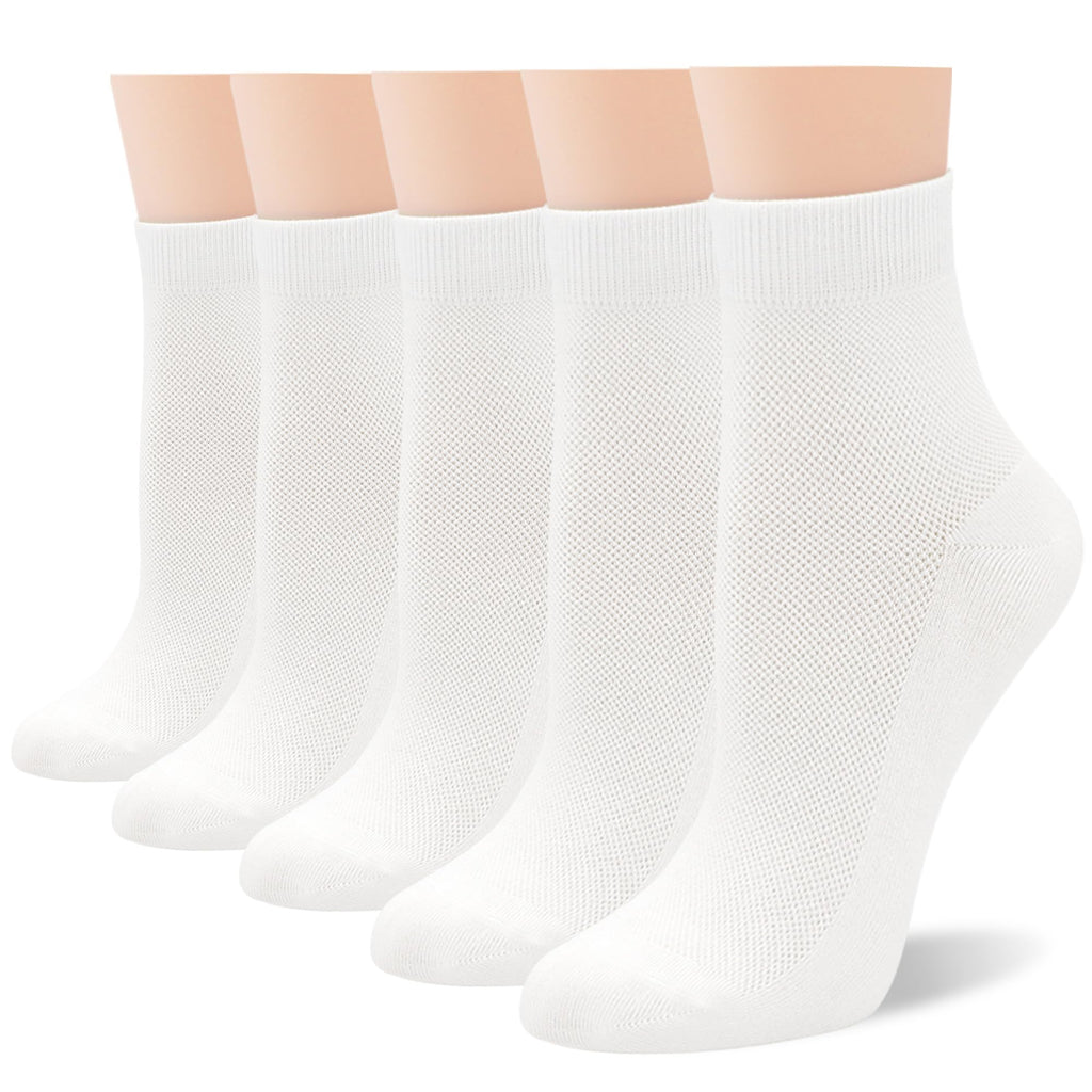 Women Thin Viscose Bamboo Above Ankle Crew Socks 5 Pairs J468816