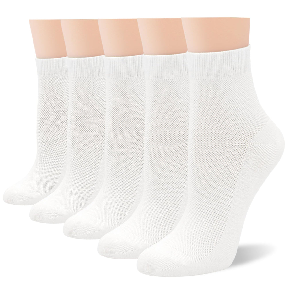 Women Thin Viscose Bamboo Above Ankle Crew Socks 5 Pairs J468816